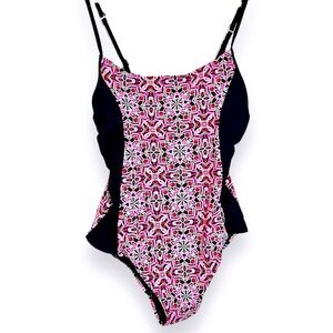 CATALINA Black & Hot Pink Geometric One Piece Swimsuit